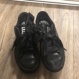 Black Leather Puma Sneakers